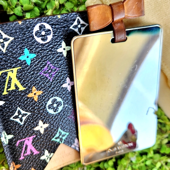 LOUIS VUITTON Black Multicolor LV Logo Mirror Credit Card Hotel Key Holder Case - Picture 9 of 16